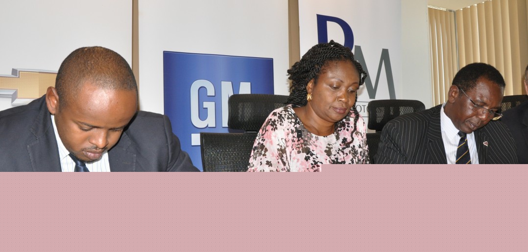 From left: David Kirigua, Director, Pewin Motors, Rita Kavashe, GM East Africa MD, and Peter Kirigwa, Chairman, Pewin Motors during the signing ceremony.