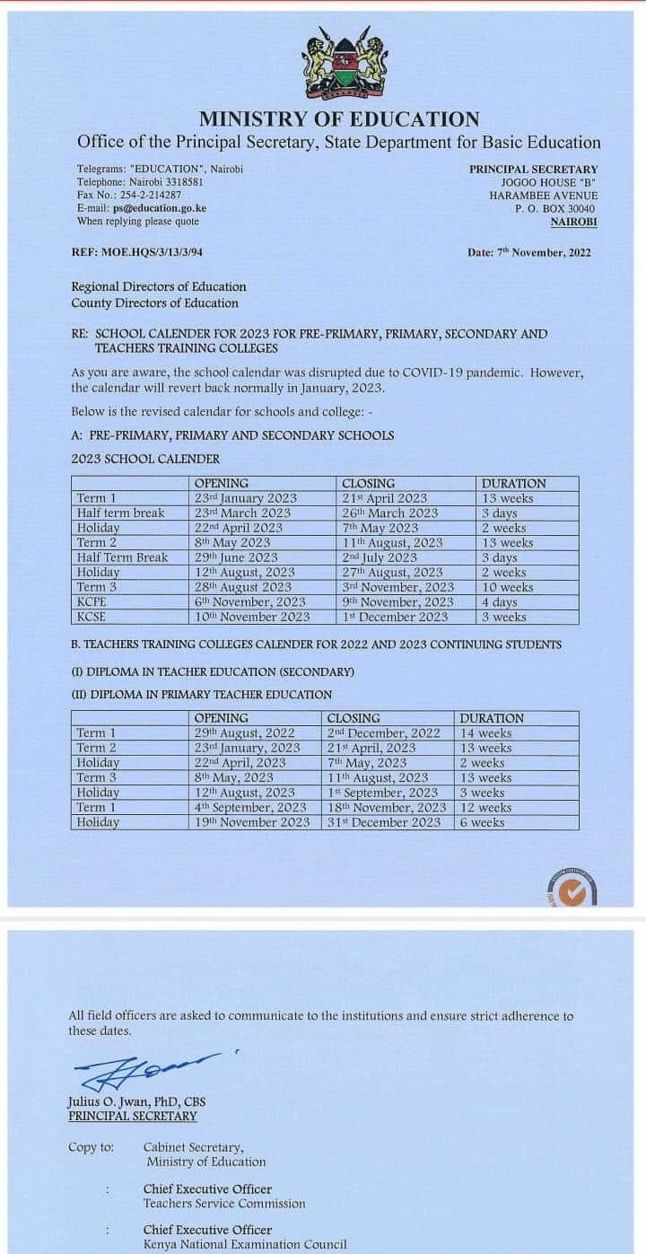 Ministry Of Education School Calendar 2023 Get Calendar 2023 Update